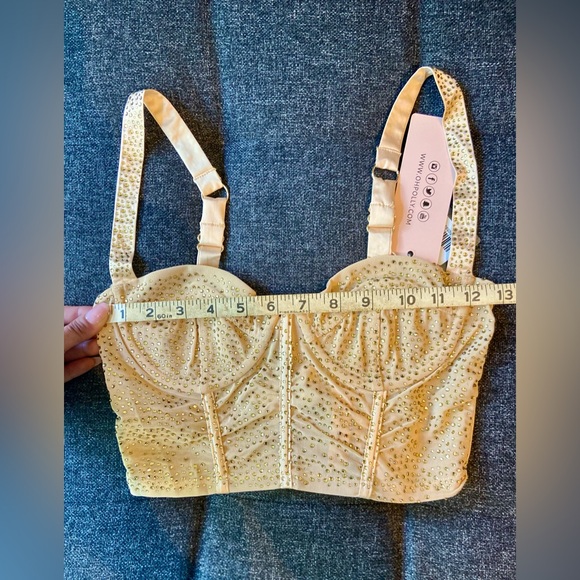 NWT Oh Polly After Party Underwired Embellished Bustier Crop Top in Gold - Picture 8 of 9